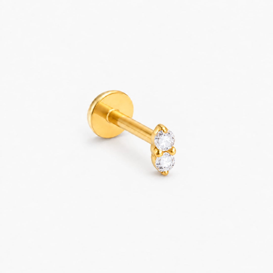 Double Crystal Titanium Flatback Stud – Single