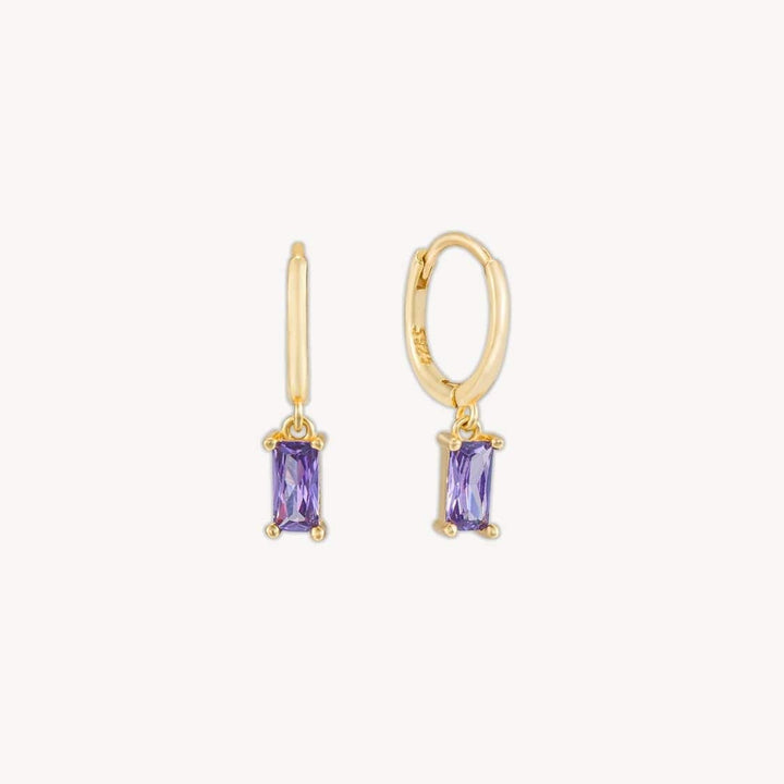 Dovie Purple Baguette Drop Earrings