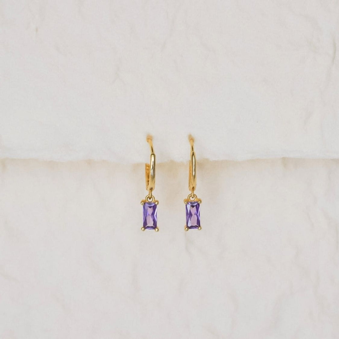 Dovie Purple Baguette Drop Earrings