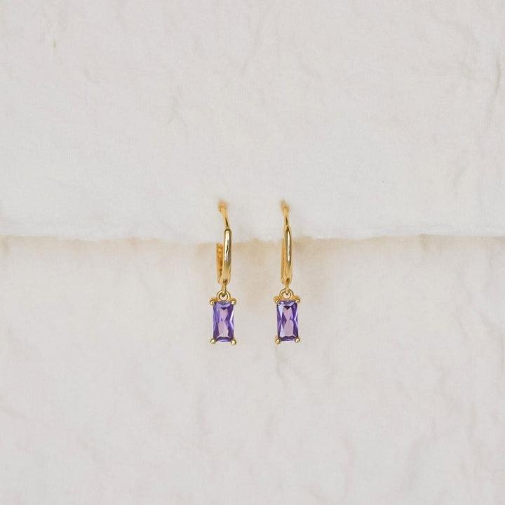 Dovie Purple Baguette Drop Earrings