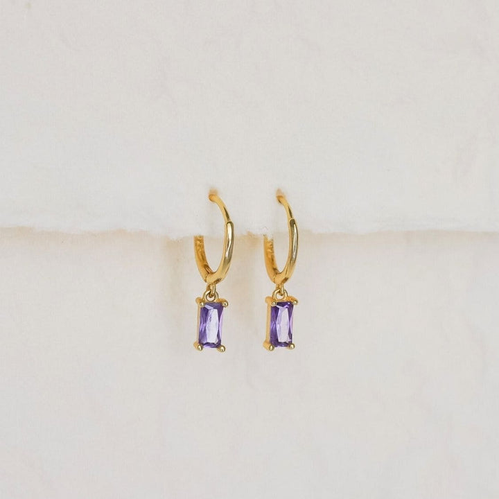 Dovie Purple Baguette Drop Earrings