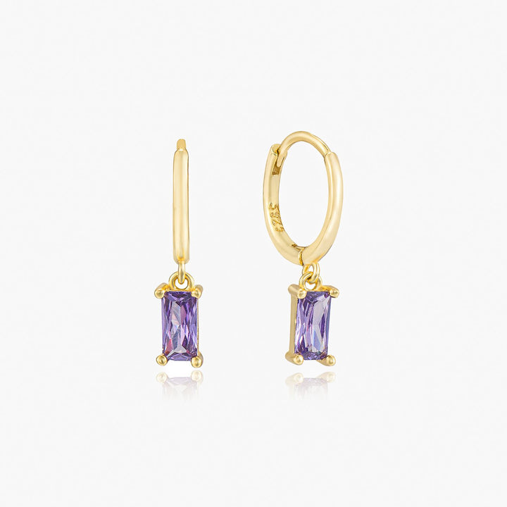 Dovie Purple Baguette Drop Earrings