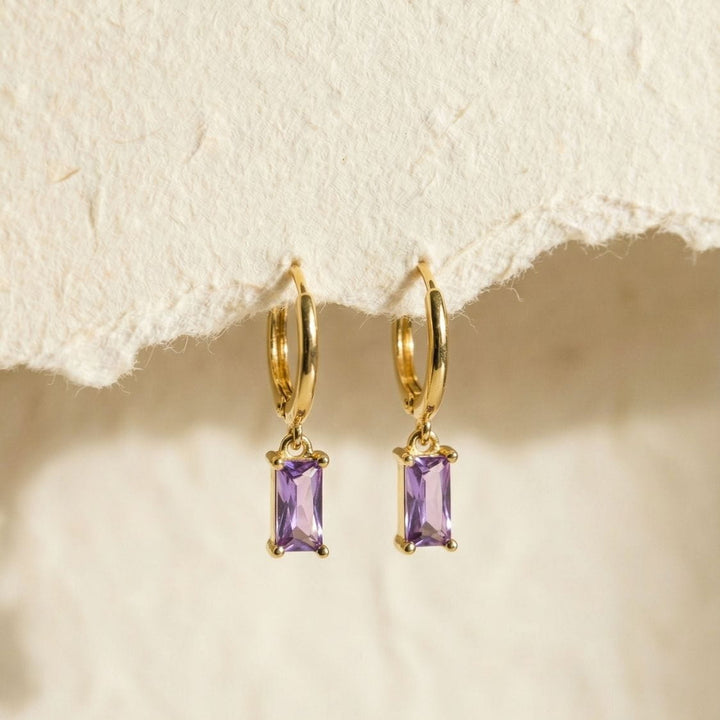 Dovie Purple Baguette Drop Earrings