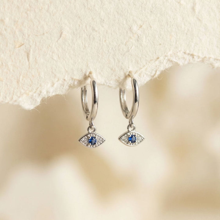 Elanor Silver Evil Eye Drop Earrings