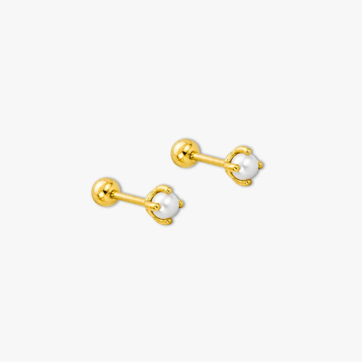 Elena Pearl Screw Back Stud Earrings