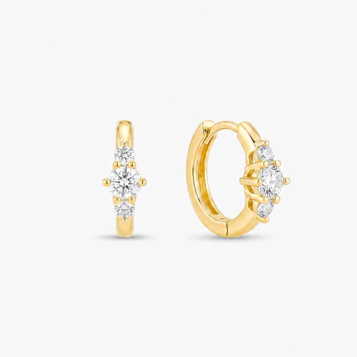 Elin Trio Sparkle Huggie Earrings Gold