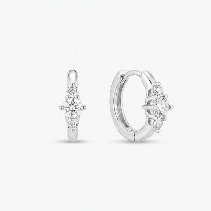 Elin Trio Sparkle Huggie Earrings Silver