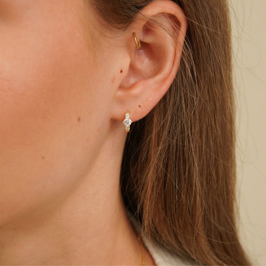 Elin Trio Sparkle Huggie Earrings
