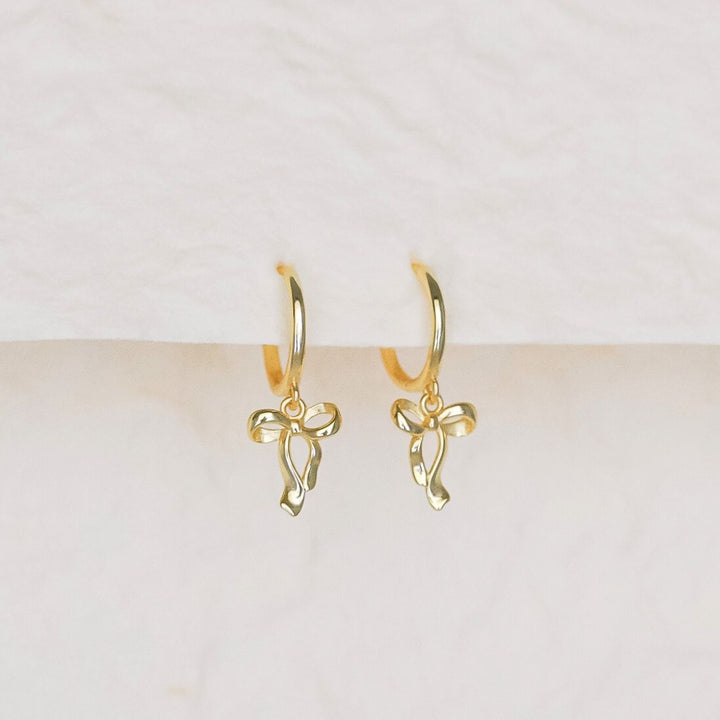 Élise Bow Gold Drop Earrings