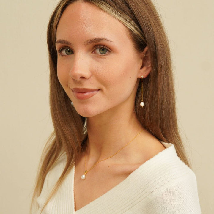 Eloise Pearl Drop Earrings Gold