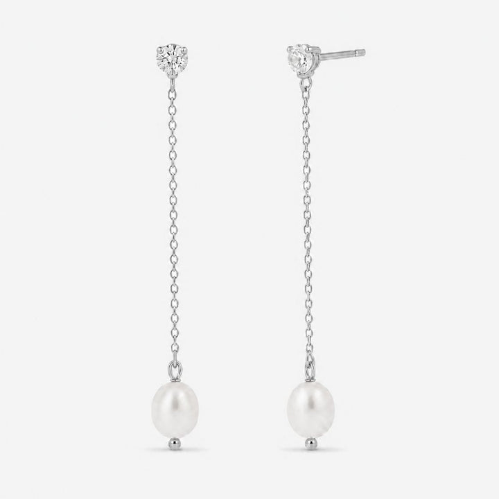 Eloise Pearl Drop Earrings Silver