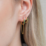 Hazel Emerald CZ Hoop Chain Earring