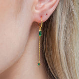 Holly Emerald Drop Chain Earrings Gold