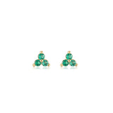 Emerald Trio Stud Earrings Gold