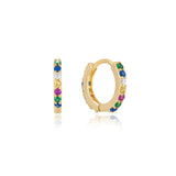 Emerson Rainbow Pave Huggie Hoops Gold