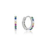 Emerson Rainbow Pave Huggie Hoops Silver