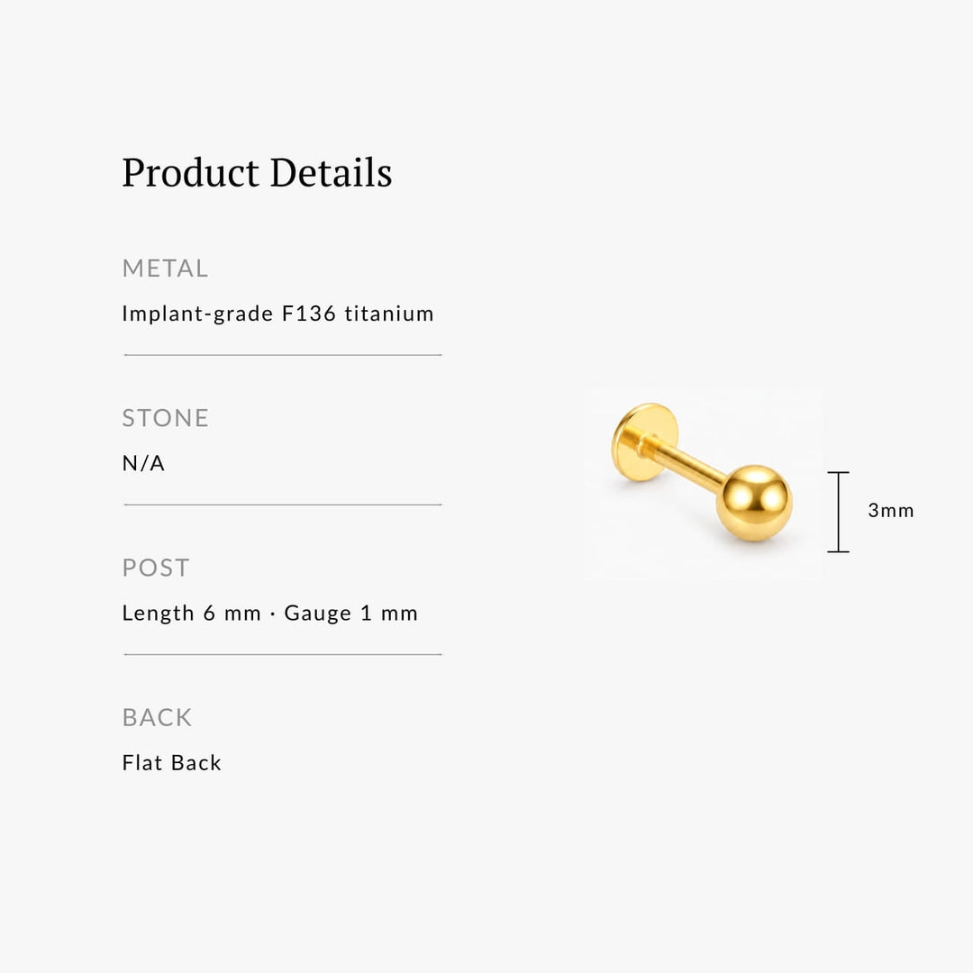 Essential Ball Titanium Flatback Stud – Single