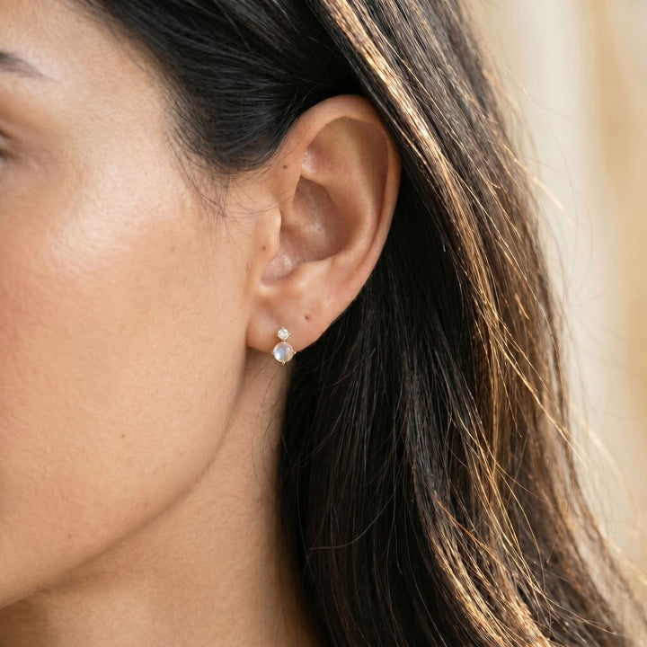 Estelle Moonstone Stud Earrings Gold