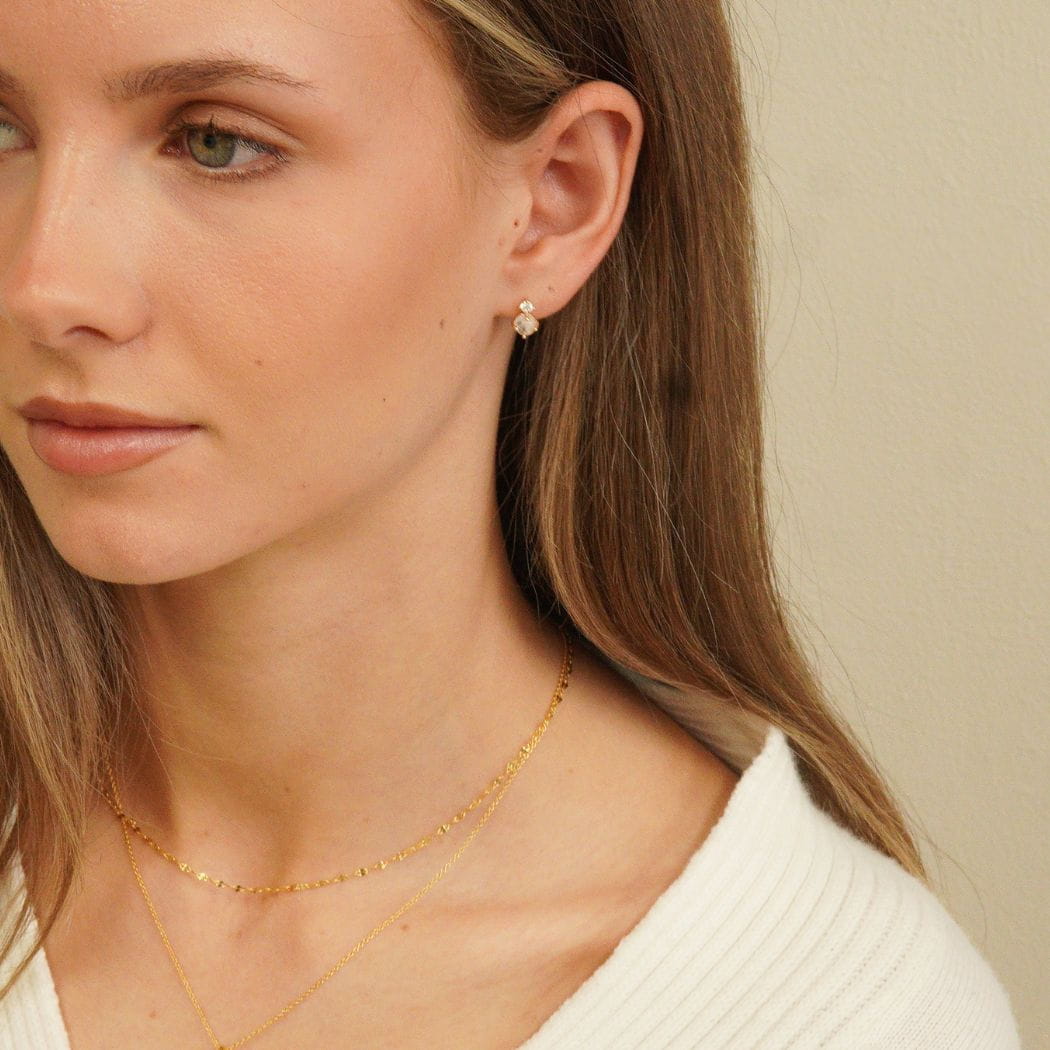 Estelle Moonstone Stud Earrings Gold