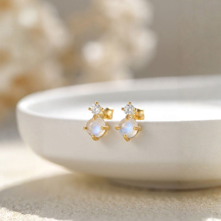 Estelle Moonstone Stud Earrings Gold