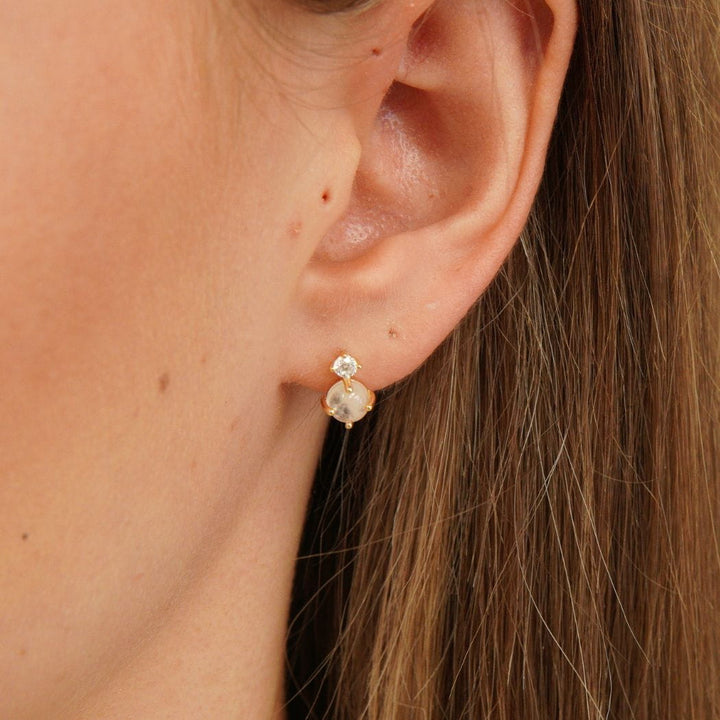 Estelle Moonstone Stud Earrings Gold