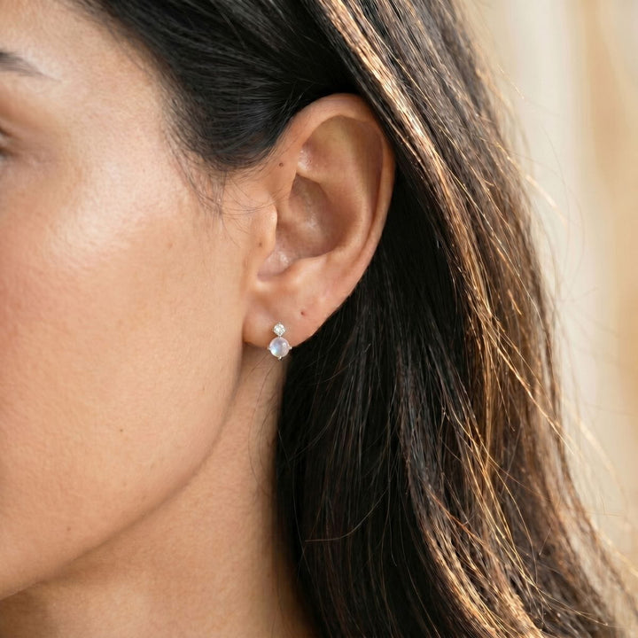 Estelle Moonstone Stud Earrings Silver