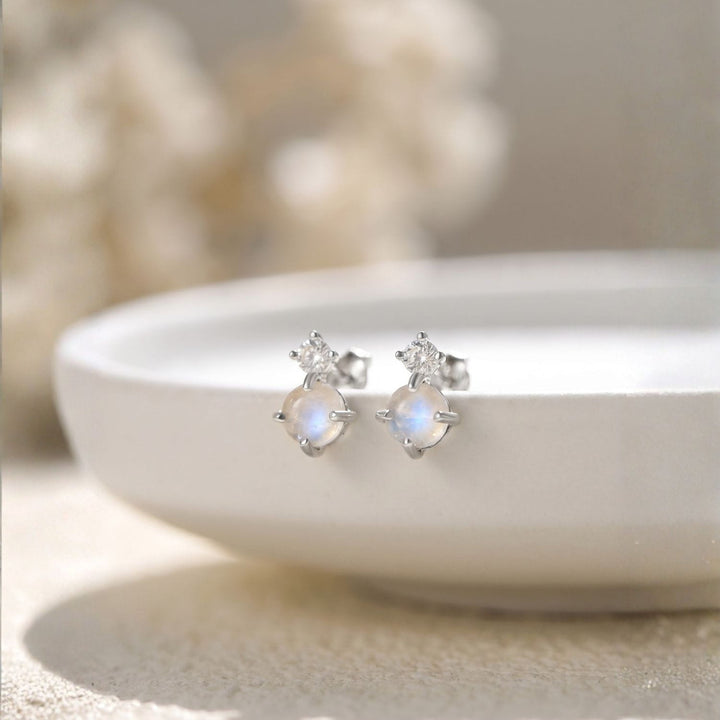 Estelle Moonstone Stud Earrings Silver