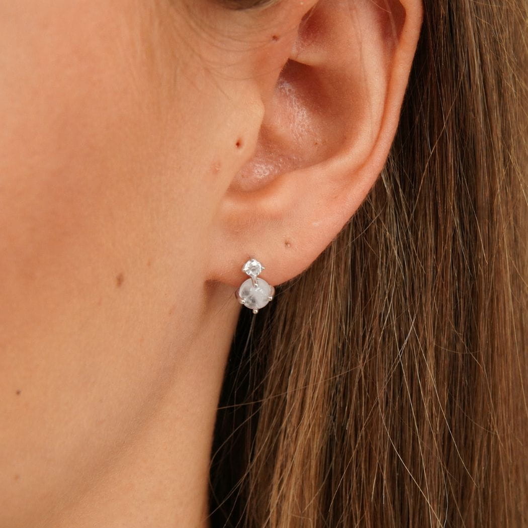 Estelle Moonstone Stud Earrings Silver