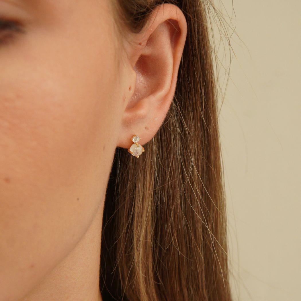 Estelle Moonstone Stud Earrings Gold