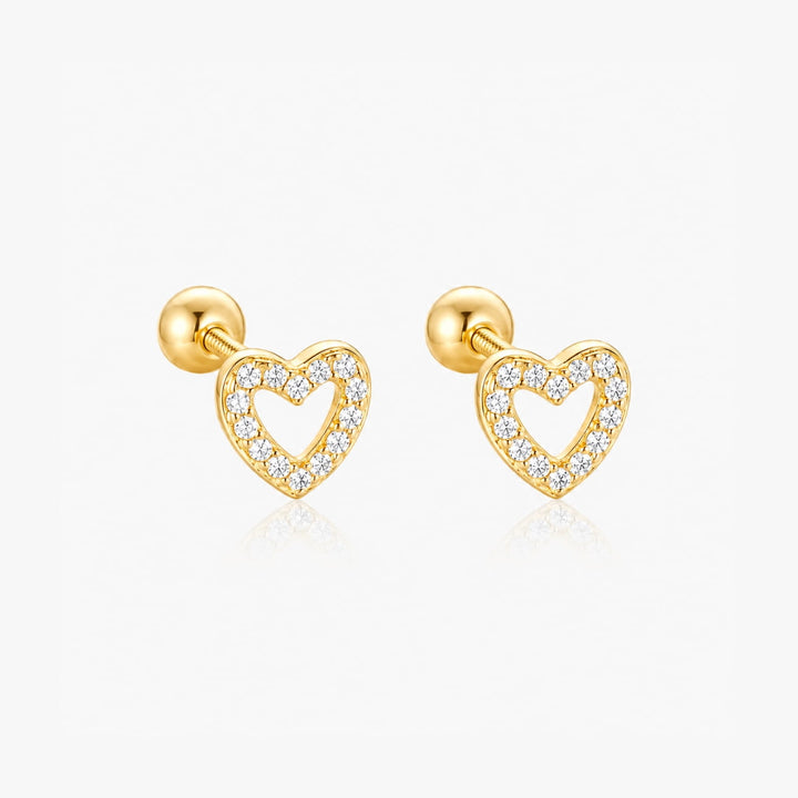 Eva Gold Heart Screw Back Stud Earrings