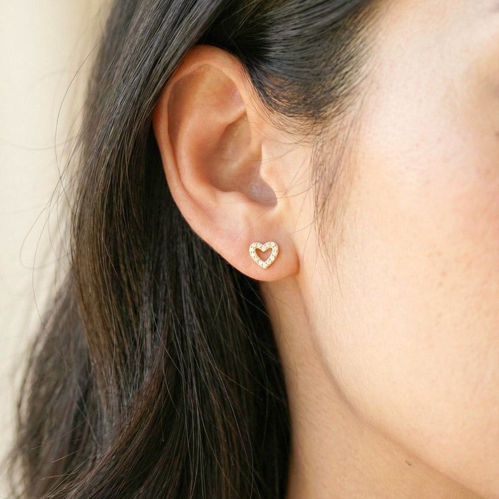 Eva Gold Heart Stud Earrings