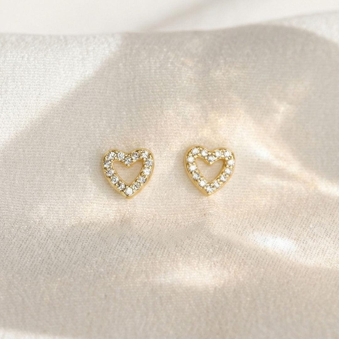Eva Gold Heart Stud Earrings
