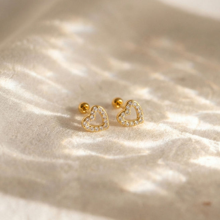 Eva Gold Heart Stud Earrings