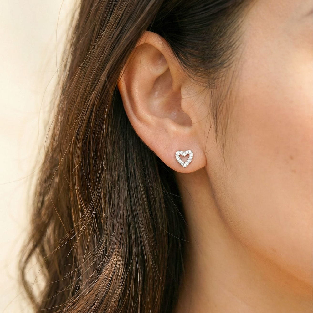 Eva Silver Heart Stud Earrings