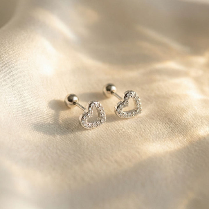 Eva Silver Heart Stud Earrings