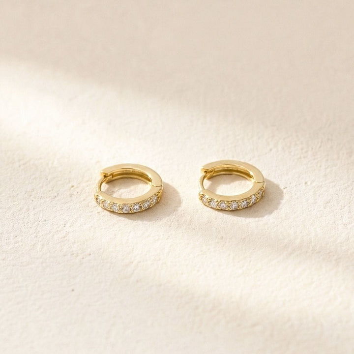 Evelyn Gold Pave Huggie Earrings 7MM