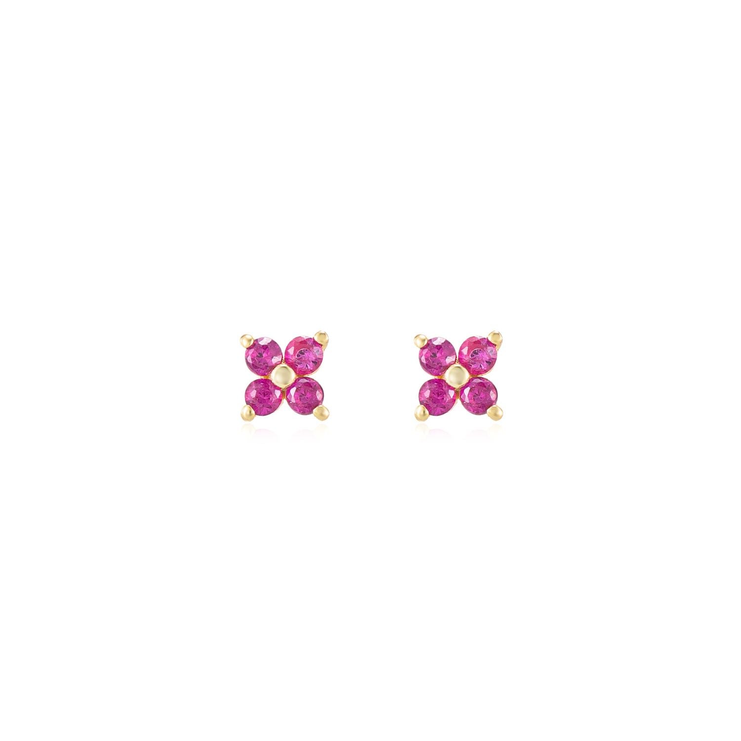Rose Pink Stud Earrings Gold