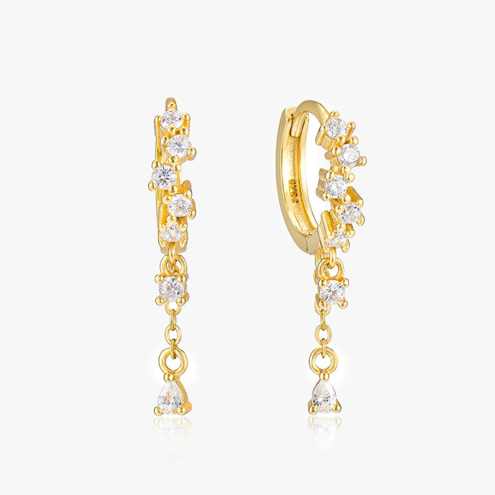 Fleur Gold Huggie Drop Earrings