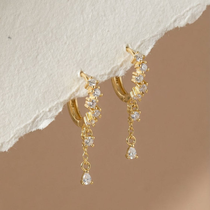 Fleur Gold Huggie Drop Earrings