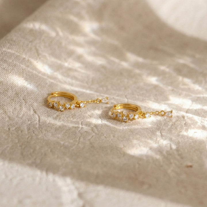 Fleur Gold Huggie Drop Earrings