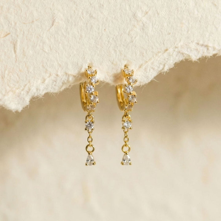 Fleur Gold Huggie Drop Earrings