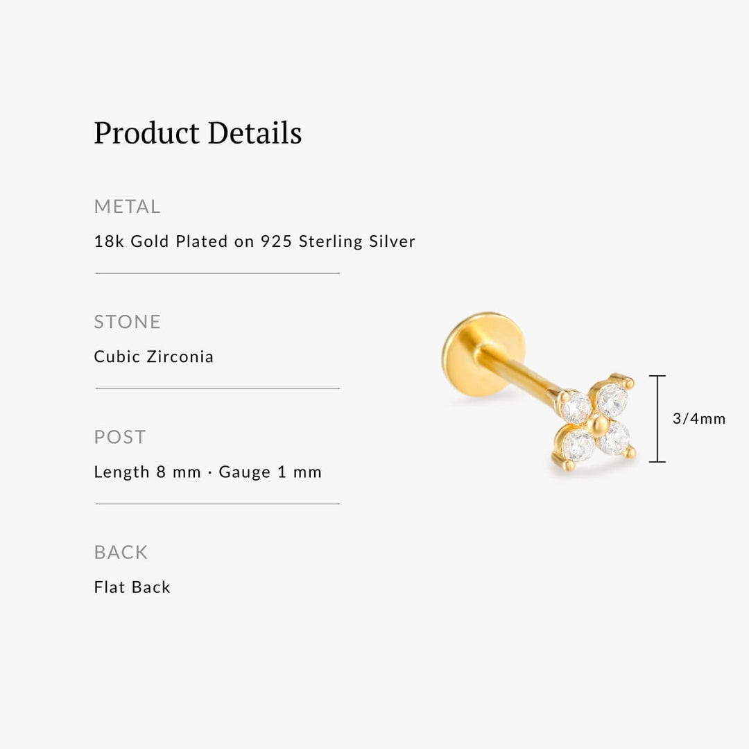 Flora Gold Flatback Earring - Single