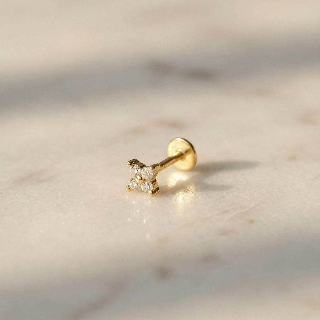 Flora Gold Flatback Earrings - Single