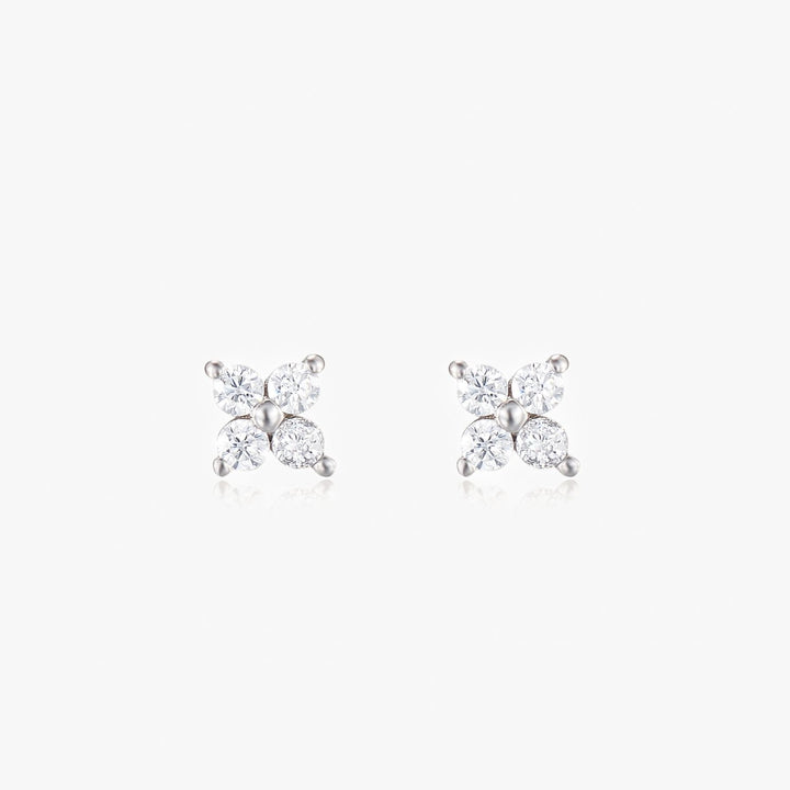 Flora Silver Clover Stud Earrings