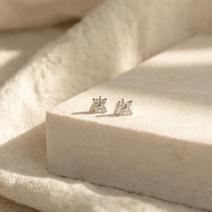 Flora Silver Flower Stud Earrings