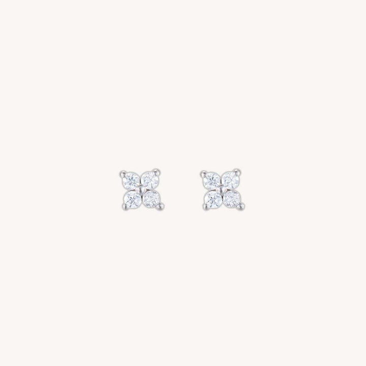 Flora Silver Clover Stud Earrings