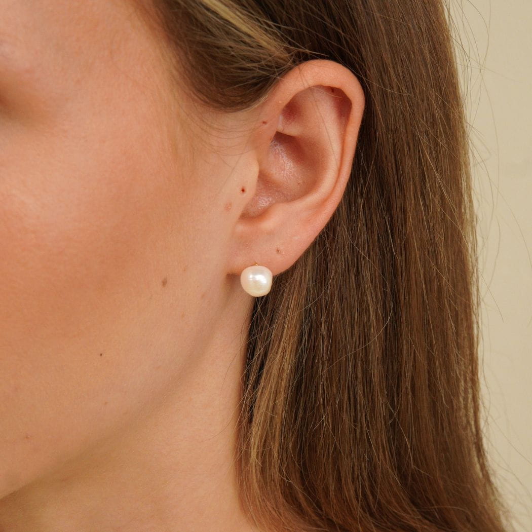 Florence Baroque Pearl Stud Earrings Gold