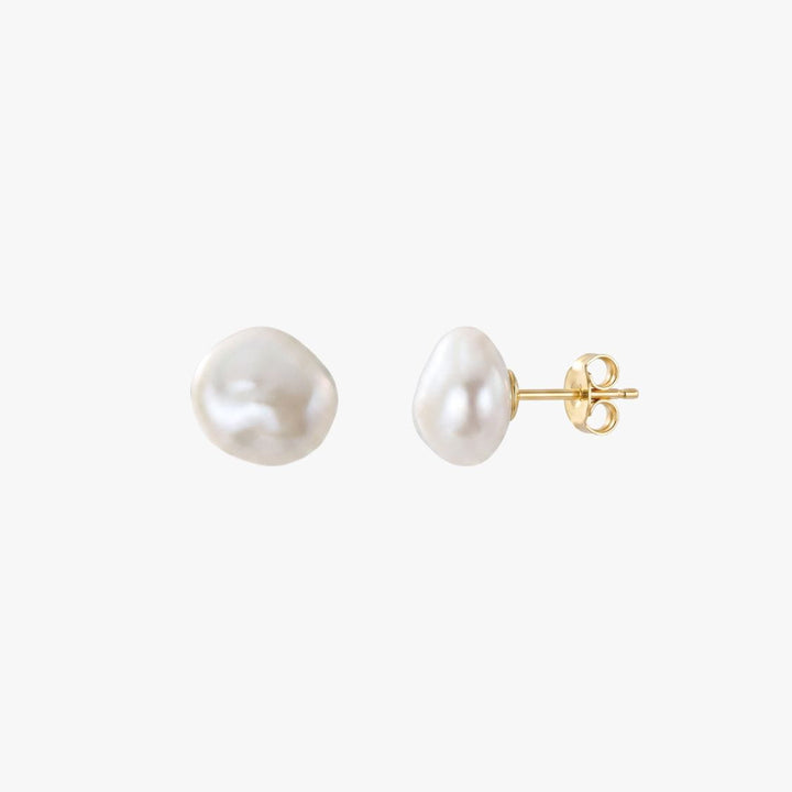 Florence Baroque Pearl Stud Earrings Gold
