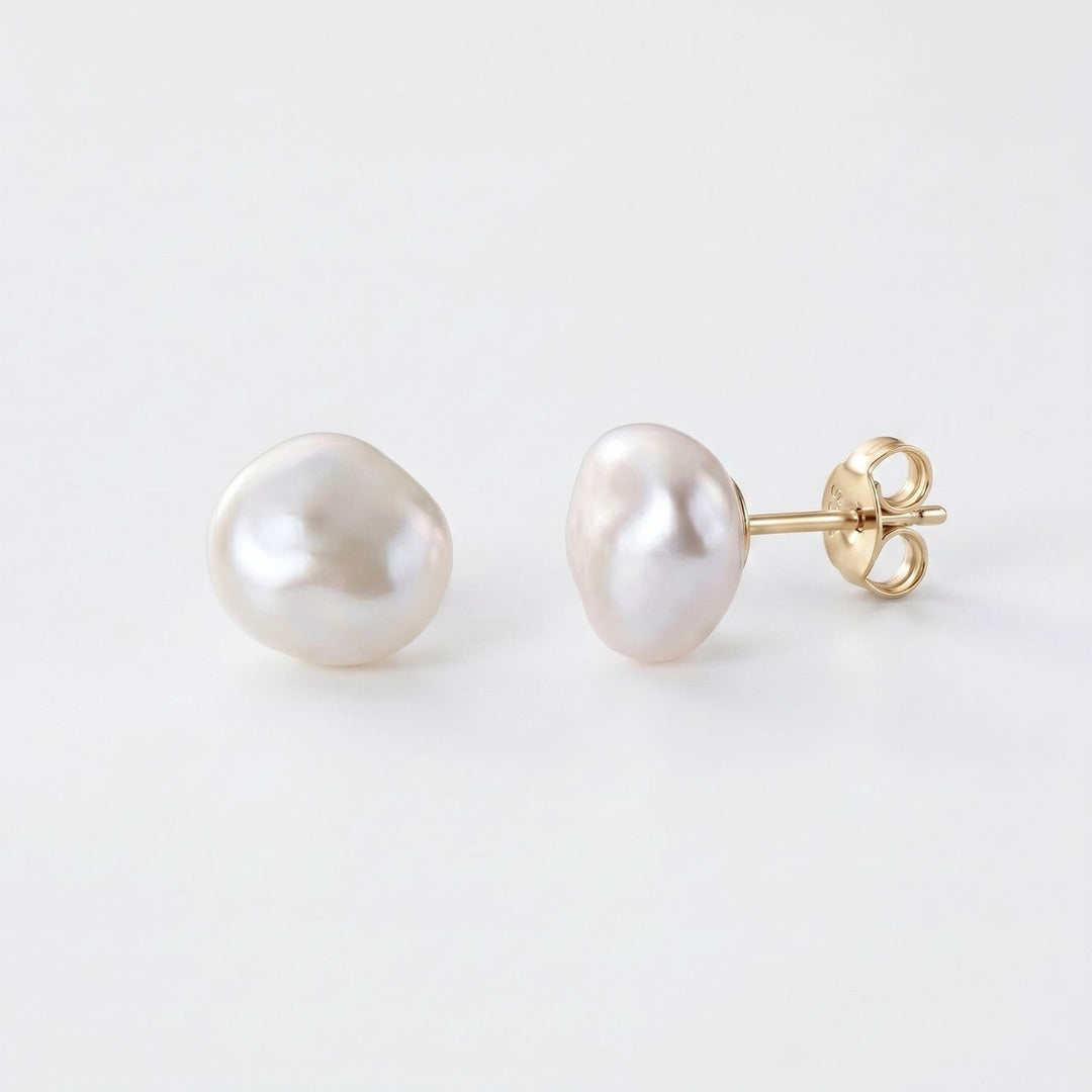 Florence Baroque Pearl Stud Earrings Gold