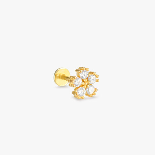 Flower Gold Flatback Earring - Single